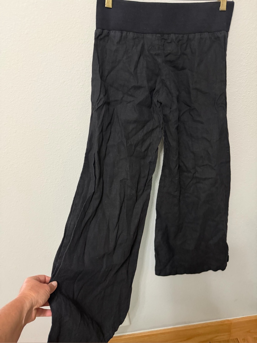 ENZA COSTA BLACK LINEN PANTS SMALL WIDE LEG